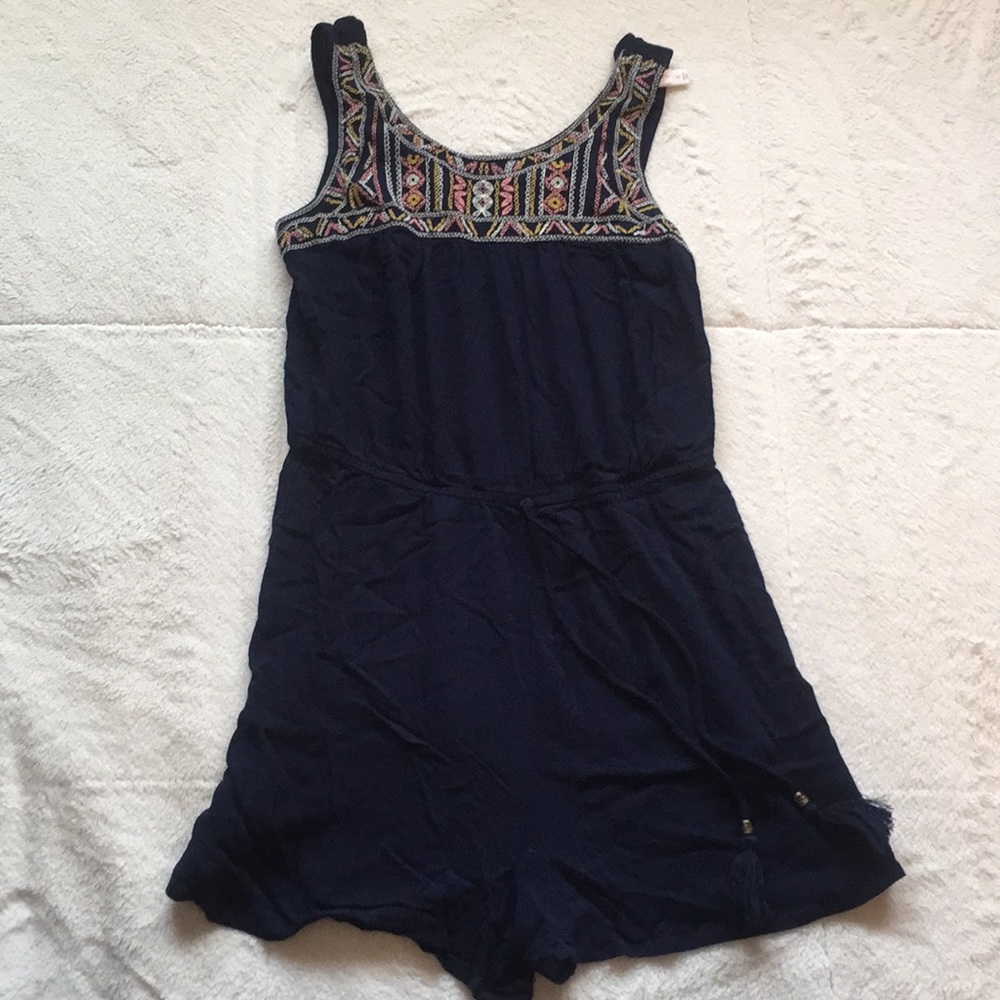 Navy Blue Romper with Colored pattern